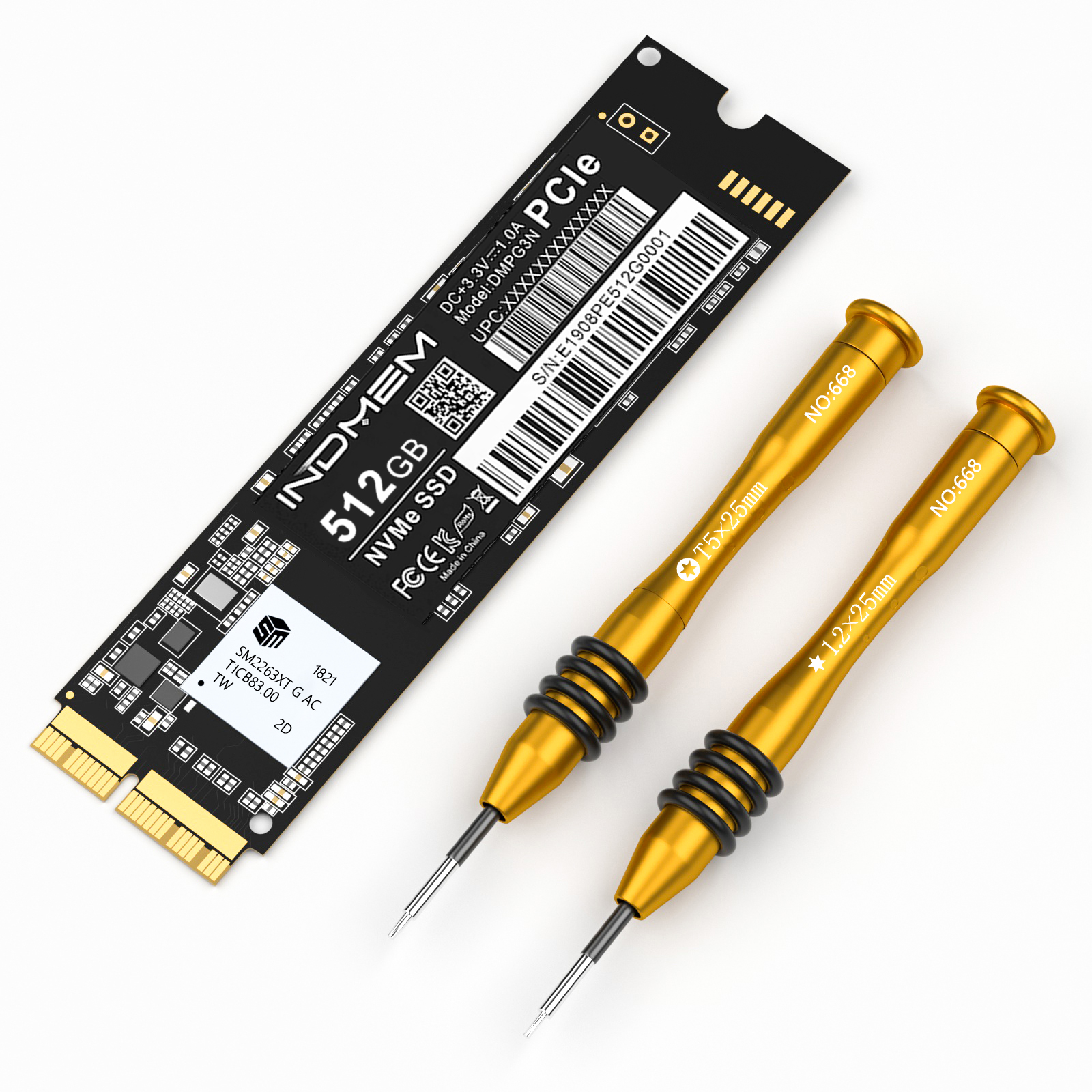 INDMEM PCIe NVME Gen3x4 SSD 3D TLC NAND Flash Hard Drive Replacement for Macbook Air, Macbook Pro Retina, iMac, Mac Pro, Mac Mini