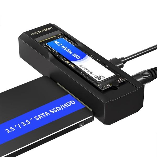 Dual Bay M.2 NVMe & SATA SSD Enclosure Adapter with Offline Clone, USB-C 10Gbps Duplicator for M.2 NVMe, 2.5