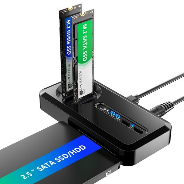 M.2 NVMe to SATA Offline Clone Enclosure Adapter, Standalone 10Gbps SSD Duplicator for M.2 NVMe & 2.5