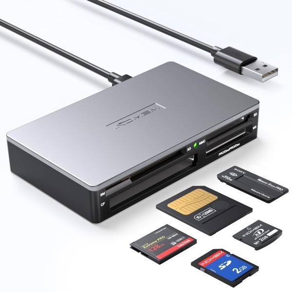 All-in-1 USB SmartMedia Card Reader Writer, Slim Universal Multi Memory Card Adapter, Reads SmartMedia, xD, SD, SDHC, SDXC, UHS-I, MMC, MS Pro Duo, CF, MD Camera Flash Cards, Compatible with Windows M